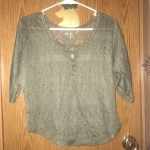 quarter sleeve olive green floral shirt